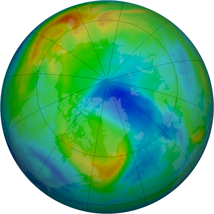 Arctic ozone map for 28 November 1982